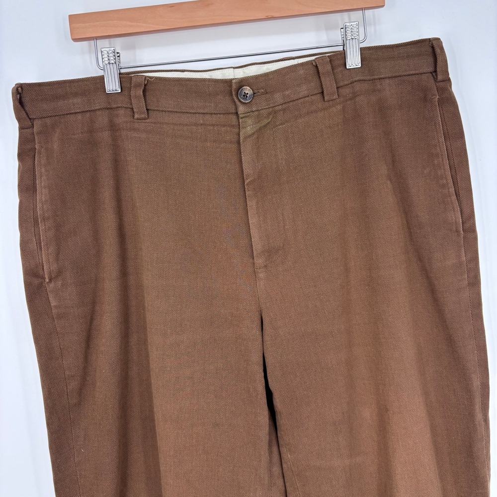 Brooks Brothers Hudson Twill Chino Pants Mens 36x31 (Tag 36x34) Brown Italian